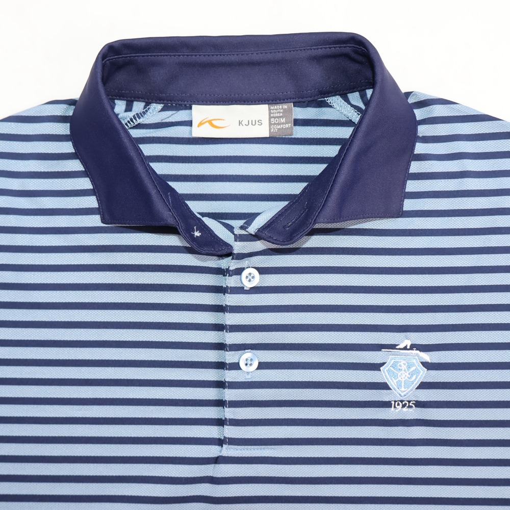 KJUS Camargo Club Cincinnati Mens Luis Stripe Polo Blue Navy Size 50M